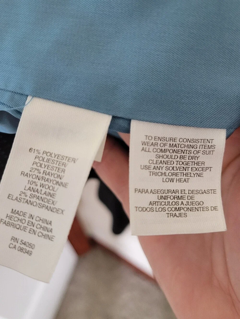 Jones New York Black And Blue Peplum Blazer and Matching Skirt Suit Set, Size 12